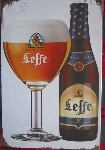 Leffe beer metal sign - 8",